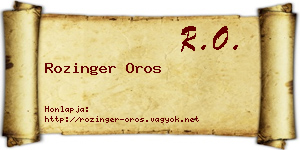 Rozinger Oros névjegykártya